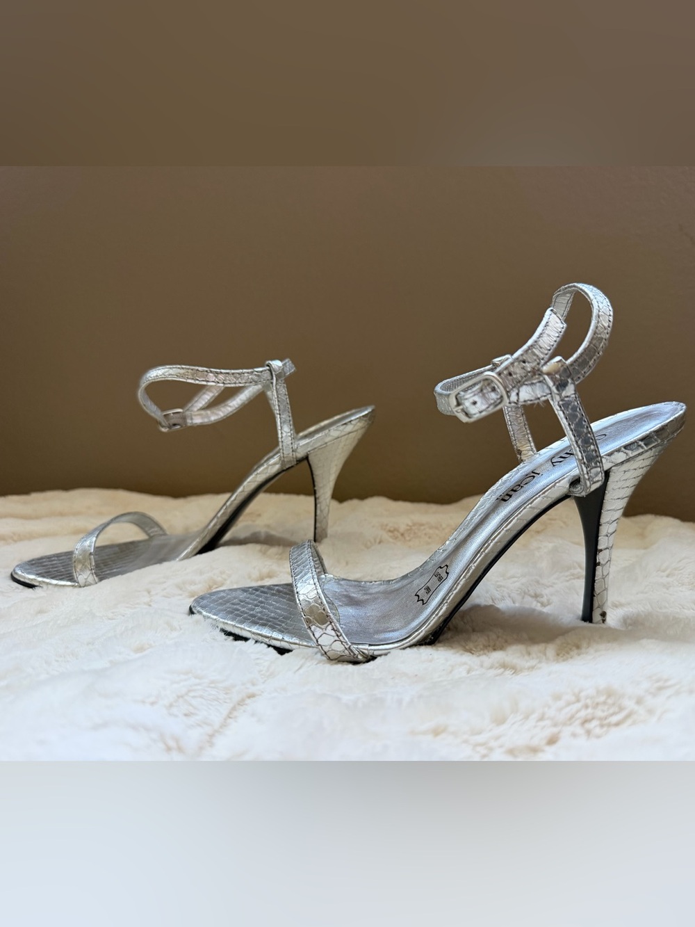 Cathy Jean Silver Metallic Strappy Stiletto Sandals
